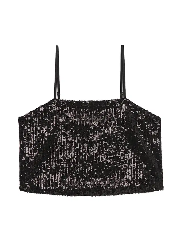Girl's Taylor Sequined Crop Top - Black