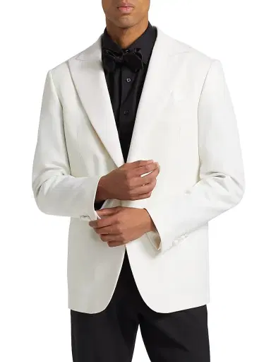 Saks Fifth Avenue Men's COLLECTION Wool Single-Breasted Blazer - White - Size 50 | Thumbnail 3 Saks Fifth Avenue Men's COLLECTION Wool Single-Breasted Blazer - White - Size 50 | Thumbnail 3