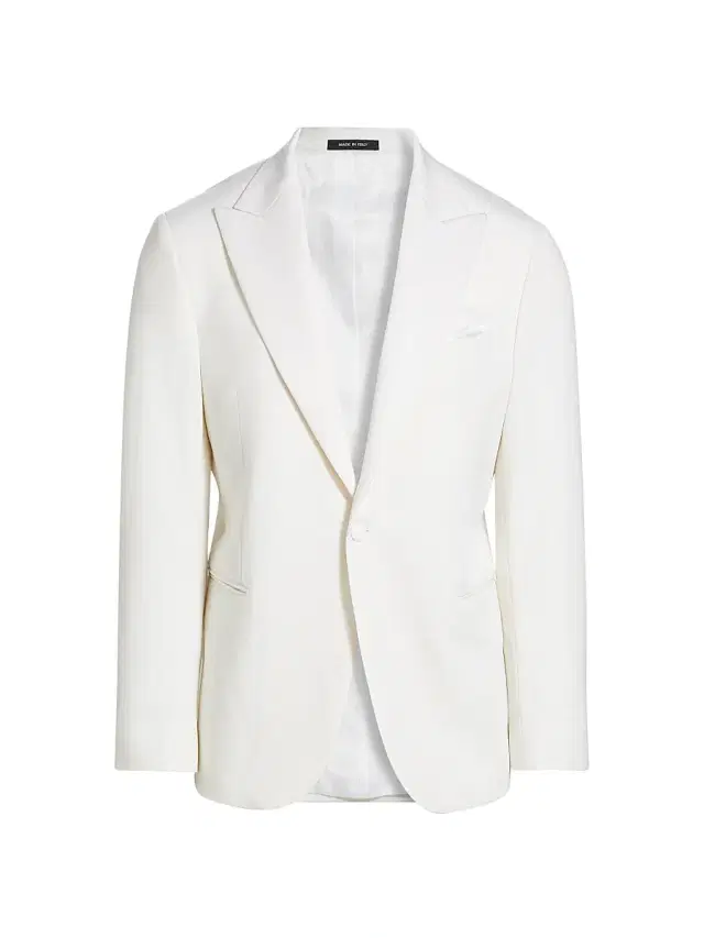 Men's COLLECTION Wool Single-Breasted Blazer - White