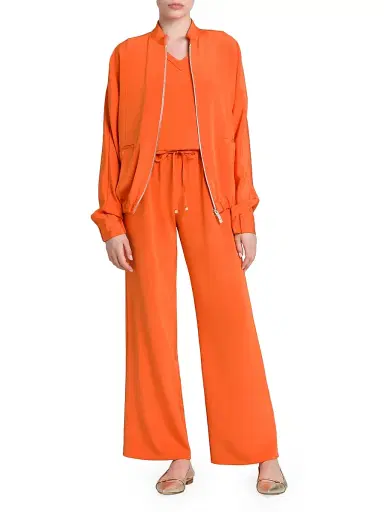 Kiton Women's Silk-Blend Drawstring Pants - Orange - Size 4 | Thumbnail 2