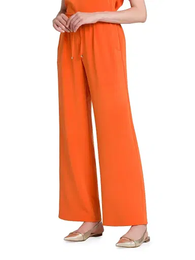Kiton Women's Silk-Blend Drawstring Pants - Orange - Size 4 | Thumbnail 4