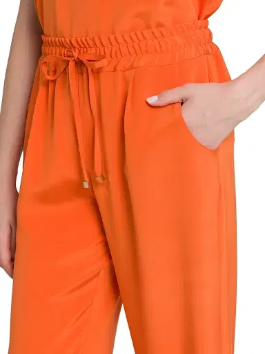 Kiton Women's Silk-Blend Drawstring Pants - Orange - Size 4 | Thumbnail 6