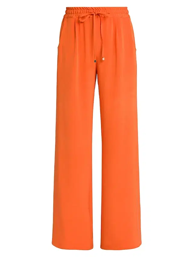 Kiton Women's Silk-Blend Drawstring Pants - Orange