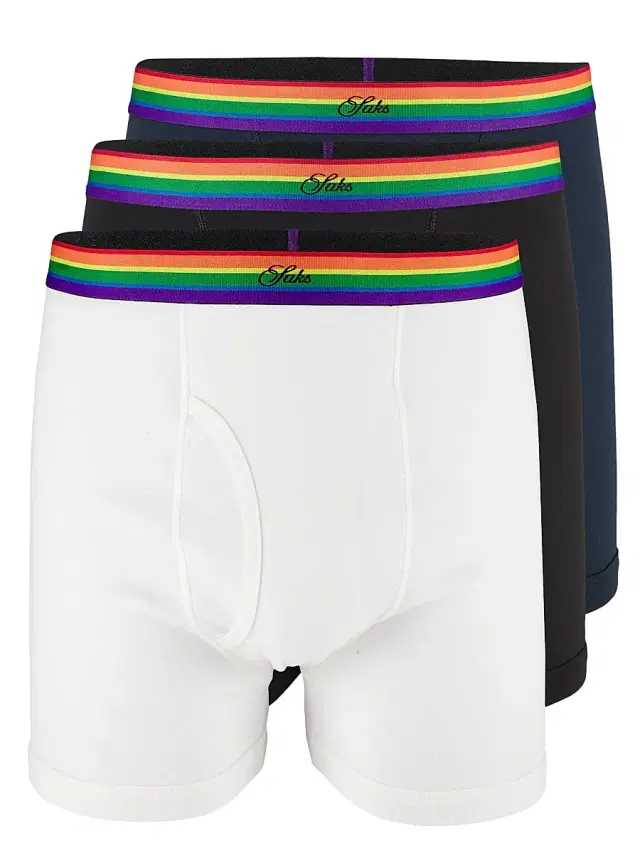 Saks Fifth Avenue Men's COLLECTION Pride Stretch-Cotton Boxer Briefs - Moonless - Size XS
