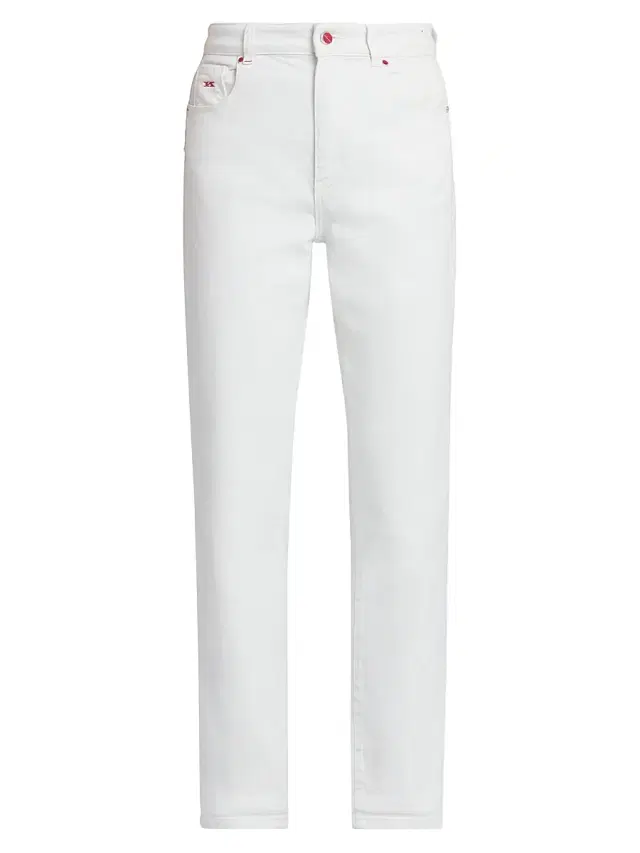 Kiton Women's Mom-Fit High-Rise Stretch Tapered Jeans - White