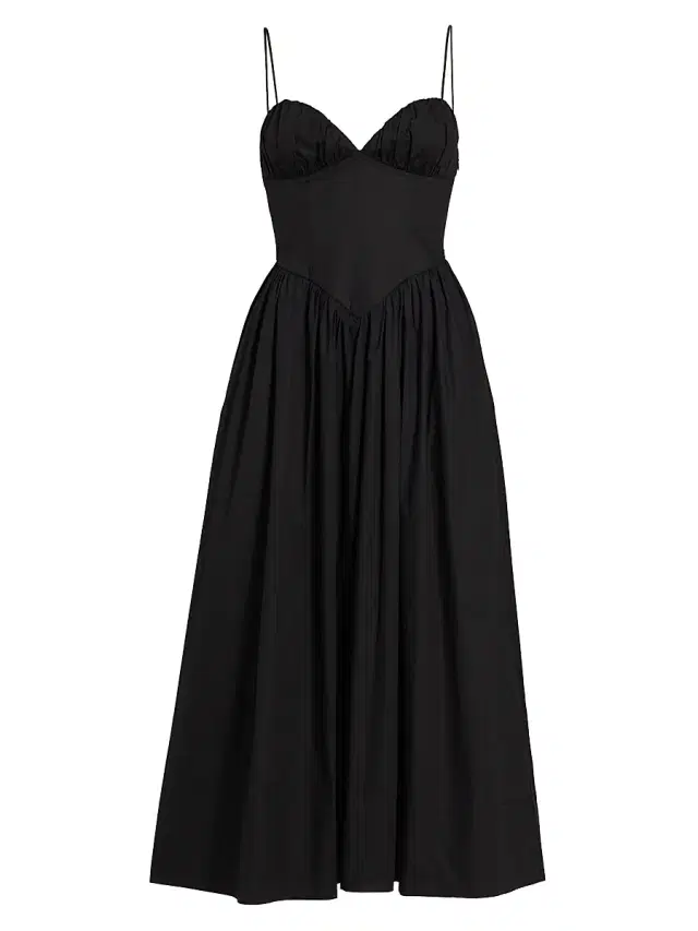 Ronny Kobo Women's Carmine Corset Cotton Midi-Dress - Jet Black
