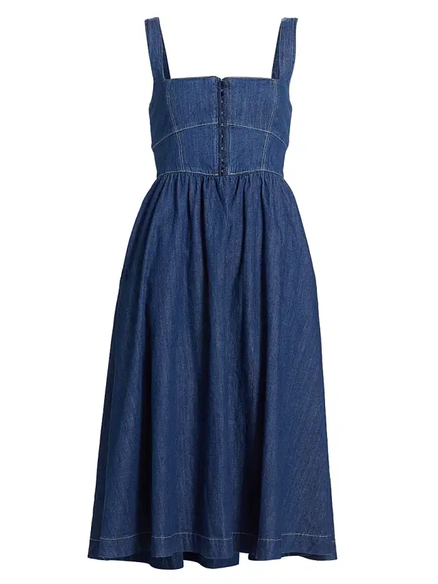 Reformation Women's Tagliatelle Denim Midi-Dress - Ellis