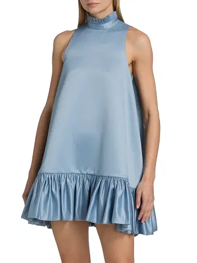 AZEEZA Women's Alcott Silk Trapeze Minidress - Hazy Blue - Size Medium | Thumbnail 3 AZEEZA Women's Alcott Silk Trapeze Minidress - Hazy Blue - Size Medium | Thumbnail 3