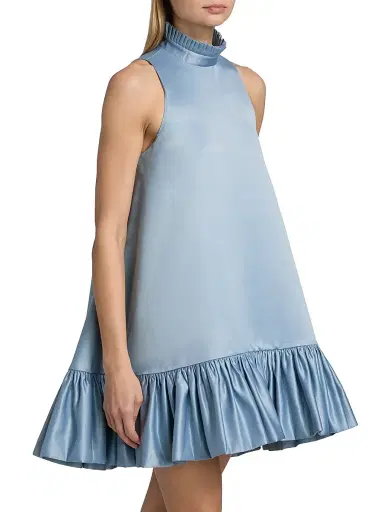 AZEEZA Women's Alcott Silk Trapeze Minidress - Hazy Blue - Size Medium | Thumbnail 4 AZEEZA Women's Alcott Silk Trapeze Minidress - Hazy Blue - Size Medium | Thumbnail 4