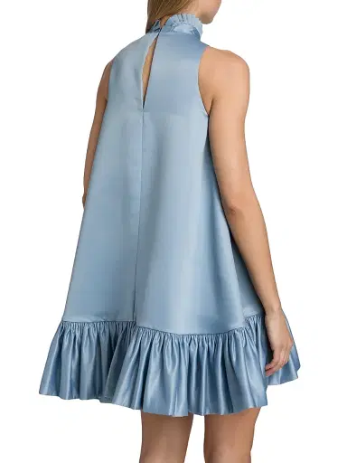 AZEEZA Women's Alcott Silk Trapeze Minidress - Hazy Blue - Size Medium | Thumbnail 5 AZEEZA Women's Alcott Silk Trapeze Minidress - Hazy Blue - Size Medium | Thumbnail 5