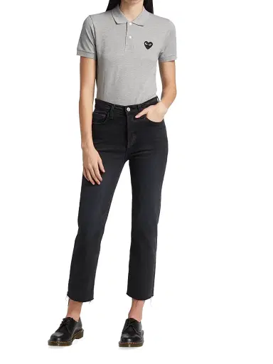 Comme des Garçons PLAY Women's Embroidered Heart Polo - Grey | Thumbnail 2 Comme des Garçons PLAY Women's Embroidered Heart Polo - Grey | Thumbnail 2