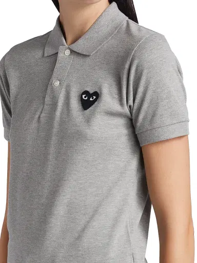 Comme des Garçons PLAY Women's Embroidered Heart Polo - Grey | Thumbnail 6 Comme des Garçons PLAY Women's Embroidered Heart Polo - Grey | Thumbnail 6