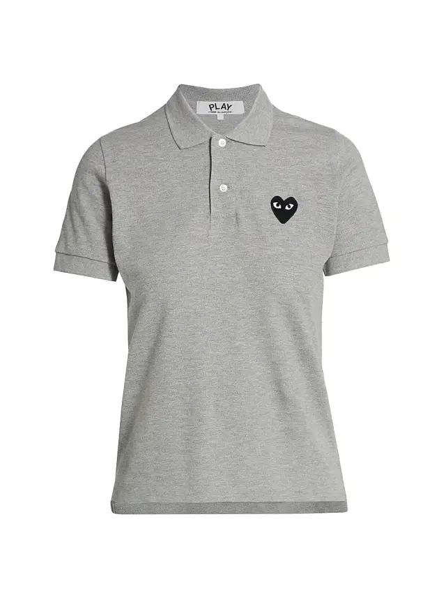 Women's Embroidered Heart Polo - Grey