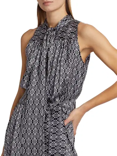 Kiton Women's Graphic Print Silk Sleeveless Maxi Dress - Blue White - Size 10 | Thumbnail 7 Kiton Women's Graphic Print Silk Sleeveless Maxi Dress - Blue White - Size 10 | Thumbnail 7