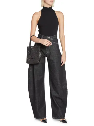 Alaïa Women's Mina Perforated Leather Tote Bag - Noir | Thumbnail 1 Alaïa Women's Mina Perforated Leather Tote Bag - Noir | Thumbnail 1