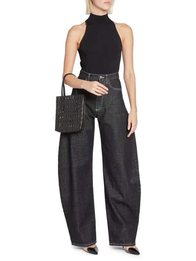 Women's Mina Perforated Leather Tote Bag - Noir