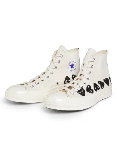Comme des Garçons PLAY CdG PLAY x Converse Men's Chuck Taylor All Star Multi-Heart High-Top Sneakers - Beige - Size 12 | Thumbnail 2