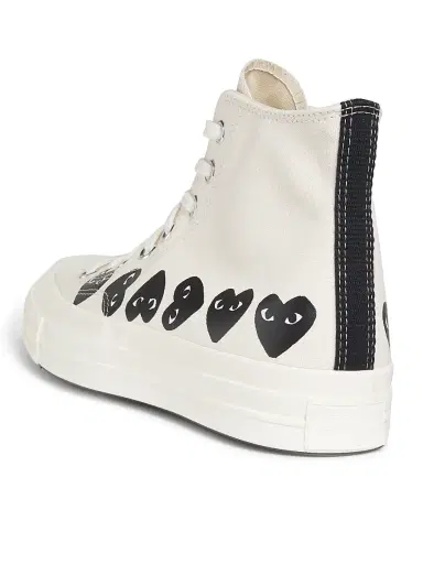 Comme des Garçons PLAY CdG PLAY x Converse Men's Chuck Taylor All Star Multi-Heart High-Top Sneakers - Beige - Size 12 | Thumbnail 3