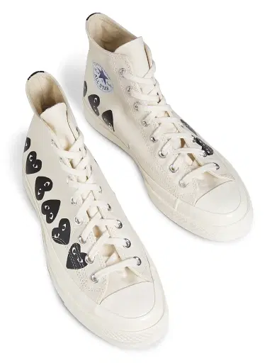 Comme des Garçons PLAY CdG PLAY x Converse Men's Chuck Taylor All Star Multi-Heart High-Top Sneakers - Beige - Size 12 | Thumbnail 4