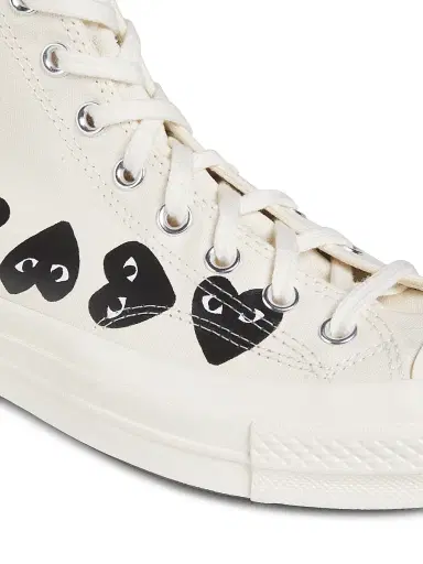 Comme des Garçons PLAY CdG PLAY x Converse Men's Chuck Taylor All Star Multi-Heart High-Top Sneakers - Beige - Size 12 | Thumbnail 5