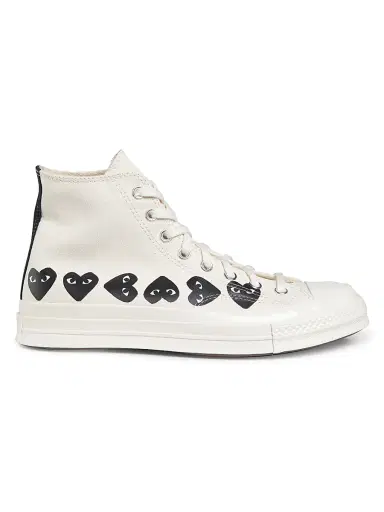 Comme des Garçons PLAY CdG PLAY x Converse Men's Chuck Taylor All Star Multi-Heart High-Top Sneakers - Beige - Size 12 | Thumbnail 1