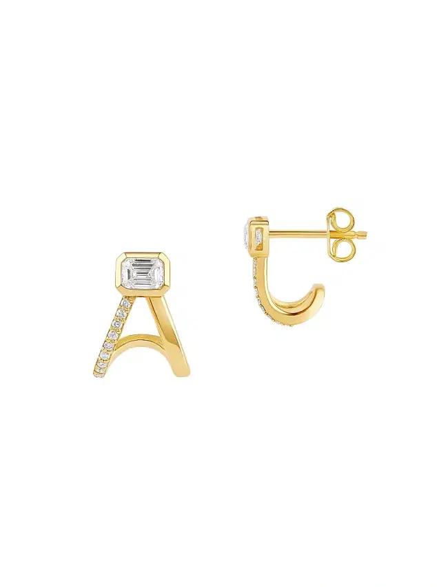 Women's Multishape 14K Yellow Gold & 0.50 TCW Diamond Huggie Earrings - Gold