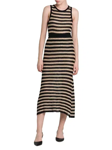 Kiton Women's Striped Knit Silk Midi-Skirt - Sand Black - Size 12 | Thumbnail 2 Kiton Women's Striped Knit Silk Midi-Skirt - Sand Black - Size 12 | Thumbnail 2