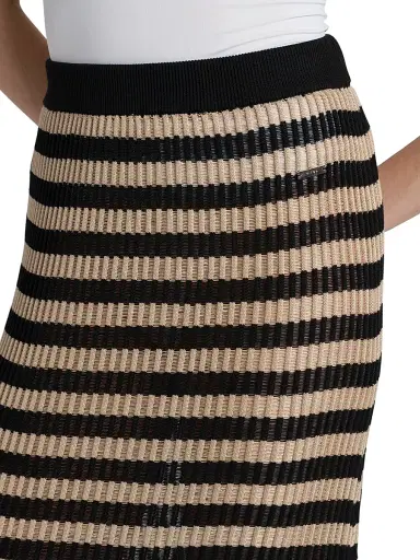 Kiton Women's Striped Knit Silk Midi-Skirt - Sand Black - Size 12 | Thumbnail 6 Kiton Women's Striped Knit Silk Midi-Skirt - Sand Black - Size 12 | Thumbnail 6