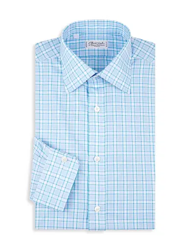 Charvet Men's Plaid Cotton Dress Shirt - Blue - Size 15 | Thumbnail 1
