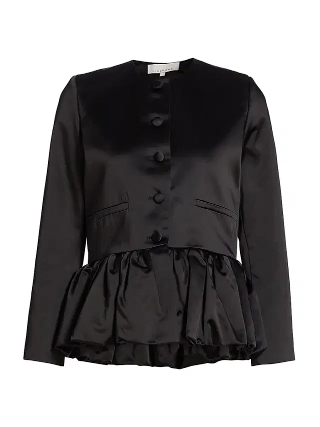 Liberowe Women's Satin Peplum Jacket - Black