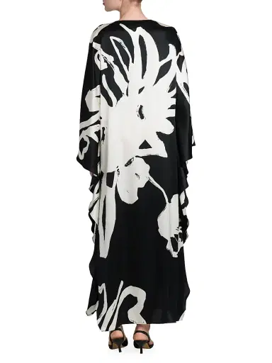Kiton Women's Printed Floor-Length Silk Caftan - White Black - Size 10 | Thumbnail 5 Kiton Women's Printed Floor-Length Silk Caftan - White Black - Size 10 | Thumbnail 5