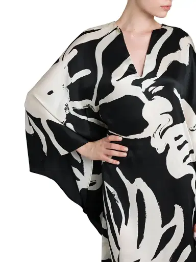 Kiton Women's Printed Floor-Length Silk Caftan - White Black - Size 10 | Thumbnail 6 Kiton Women's Printed Floor-Length Silk Caftan - White Black - Size 10 | Thumbnail 6