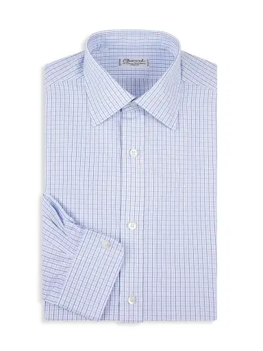 Charvet Men's Plaid Grid Cotton Dress Shirt | Thumbnail 1 Charvet Men's Plaid Grid Cotton Dress Shirt | Thumbnail 1