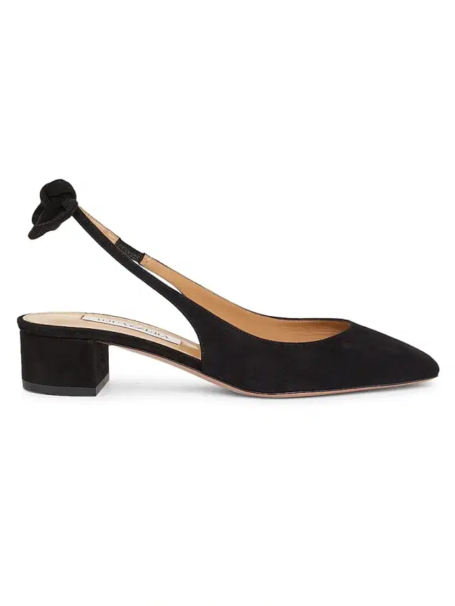 Women's Bow Tie 30MM Suede Slingback Pumps - Black