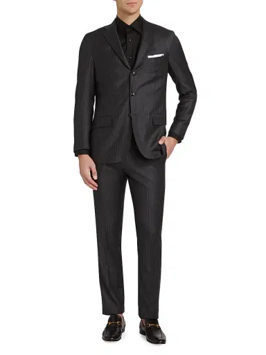 Kiton Men's Wool Pinstriped Suit | Thumbnail 2 Kiton Men's Wool Pinstriped Suit | Thumbnail 2