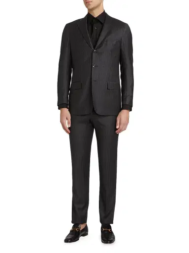 Kiton Men's Wool Pinstriped Suit | Thumbnail 3 Kiton Men's Wool Pinstriped Suit | Thumbnail 3