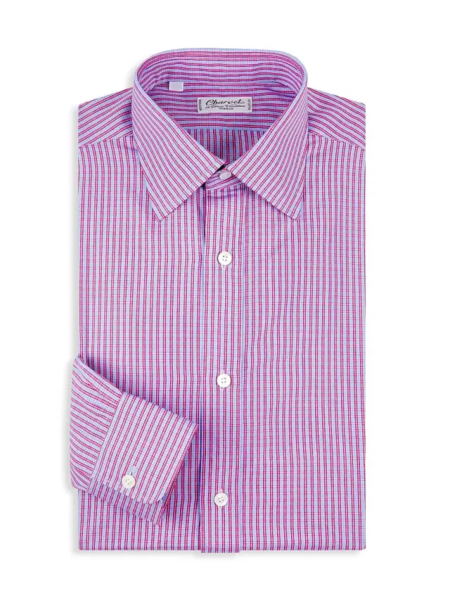 Charvet Men's Check Cotton Button-Front Shirt - Red