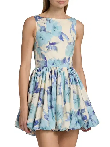 AZEEZA Women's Ananya Satin Cotton-Blend Bubble Minidress - Blue Rose - Size Small | Thumbnail 3 AZEEZA Women's Ananya Satin Cotton-Blend Bubble Minidress - Blue Rose - Size Small | Thumbnail 3