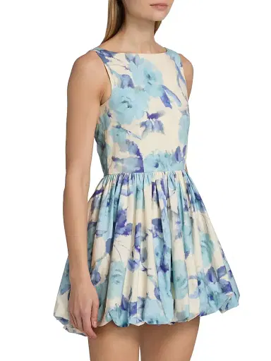 AZEEZA Women's Ananya Satin Cotton-Blend Bubble Minidress - Blue Rose - Size Small | Thumbnail 4 AZEEZA Women's Ananya Satin Cotton-Blend Bubble Minidress - Blue Rose - Size Small | Thumbnail 4