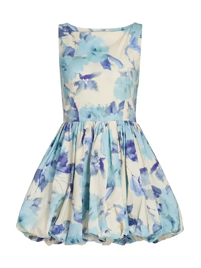Azeeza Women's Ananya Satin Cotton-Blend Bubble Minidress - Blue Rose