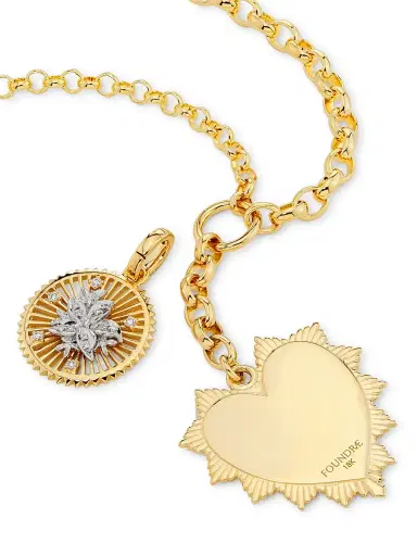 Foundrae Women's True Love 18K Yellow Gold & 0.14 TCW Diamond Double Pendant Necklace - Gold | Thumbnail 4 Foundrae Women's True Love 18K Yellow Gold & 0.14 TCW Diamond Double Pendant Necklace - Gold | Thumbnail 4