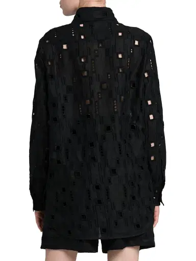 Kiton Women's Oversized Eyelet Linen Shirt - Black - Size 6 | Thumbnail 5 Kiton Women's Oversized Eyelet Linen Shirt - Black - Size 6 | Thumbnail 5