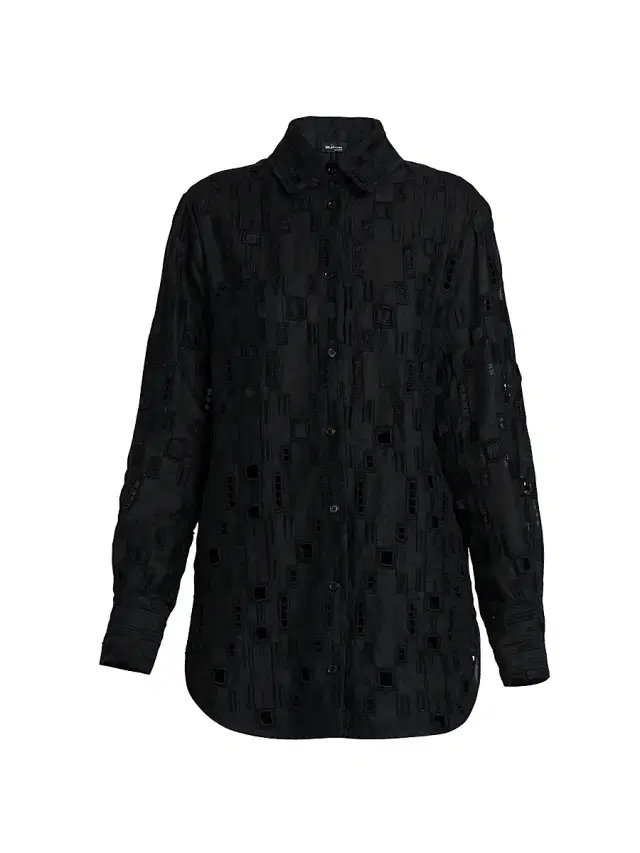 Kiton Women's Oversized Eyelet Linen Shirt - Black