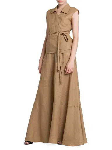 Kiton Women's Linen Belted Wrap Top | Thumbnail 2