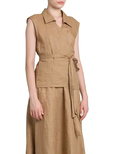 Kiton Women's Linen Belted Wrap Top | Thumbnail 4