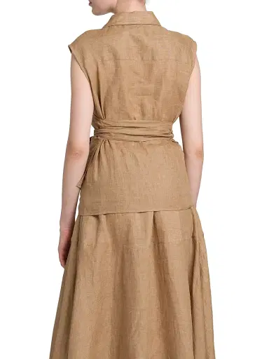 Kiton Women's Linen Belted Wrap Top | Thumbnail 5