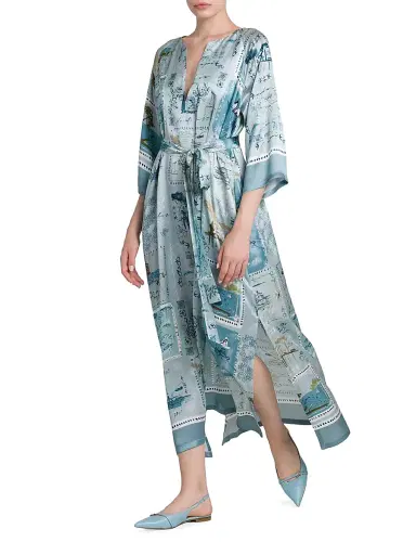 Kiton Women's Silk Belted Caftan | Thumbnail 2