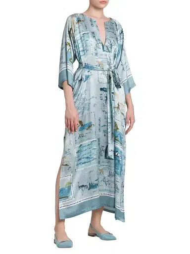 Kiton Women's Silk Belted Caftan | Thumbnail 4