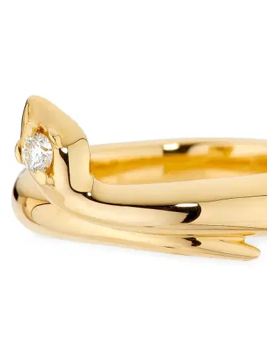 Foundrae Women's Wholeness Snake 18K Yellow Gold & 0.06 TCW Diamond Polished Bookend Band - Gold - Size 7 | Thumbnail 3