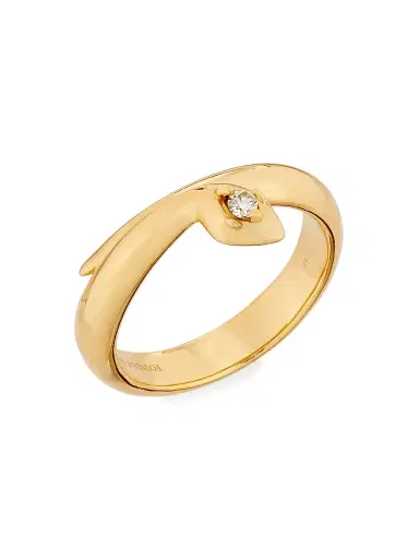 Foundrae Women's Wholeness Snake 18K Yellow Gold & 0.06 TCW Diamond Polished Bookend Band - Gold - Size 7 | Thumbnail 4
